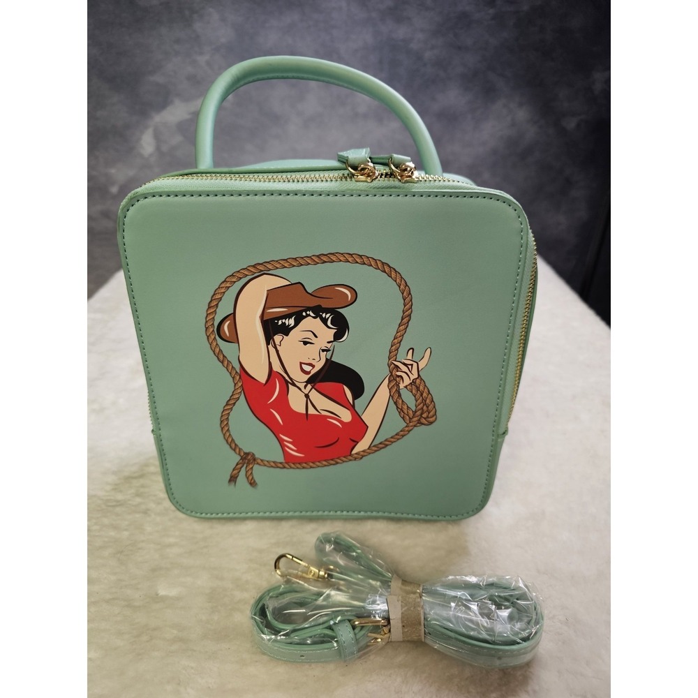 Lulu Hun London Josie Cowgirl Zip Around Bag Teal NWT